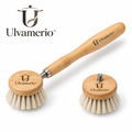 Ulvamerio BambooBrush bamboo handle dish brush with two replaceable nylon-bristle heads