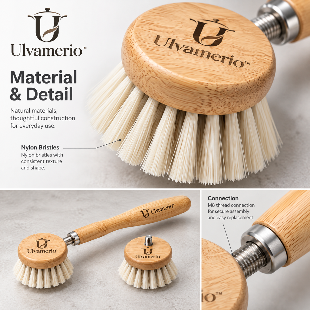 BambooBrush nylon bristles and M8 threaded connection detail