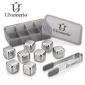 Ulvamerio ChillStone set of eight reusable stainless steel cubes with tongs and storage case