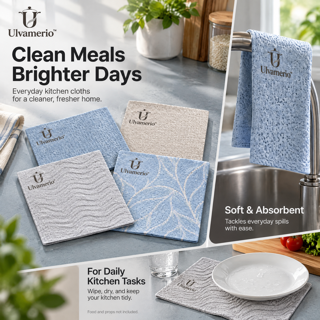 CleanWave absorbent washable cloths for everyday kitchen tasks