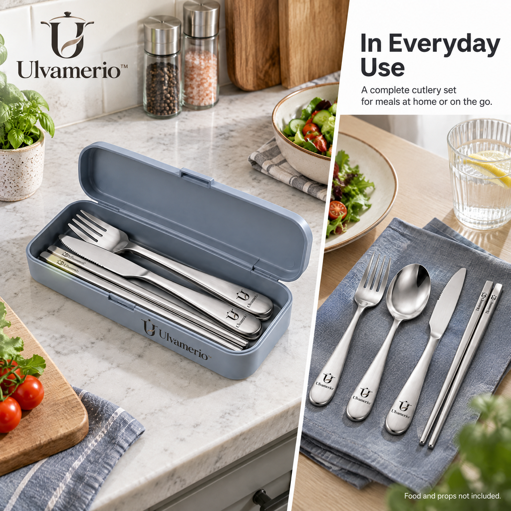 EcoBite reusable cutlery set for meals at home or on the go