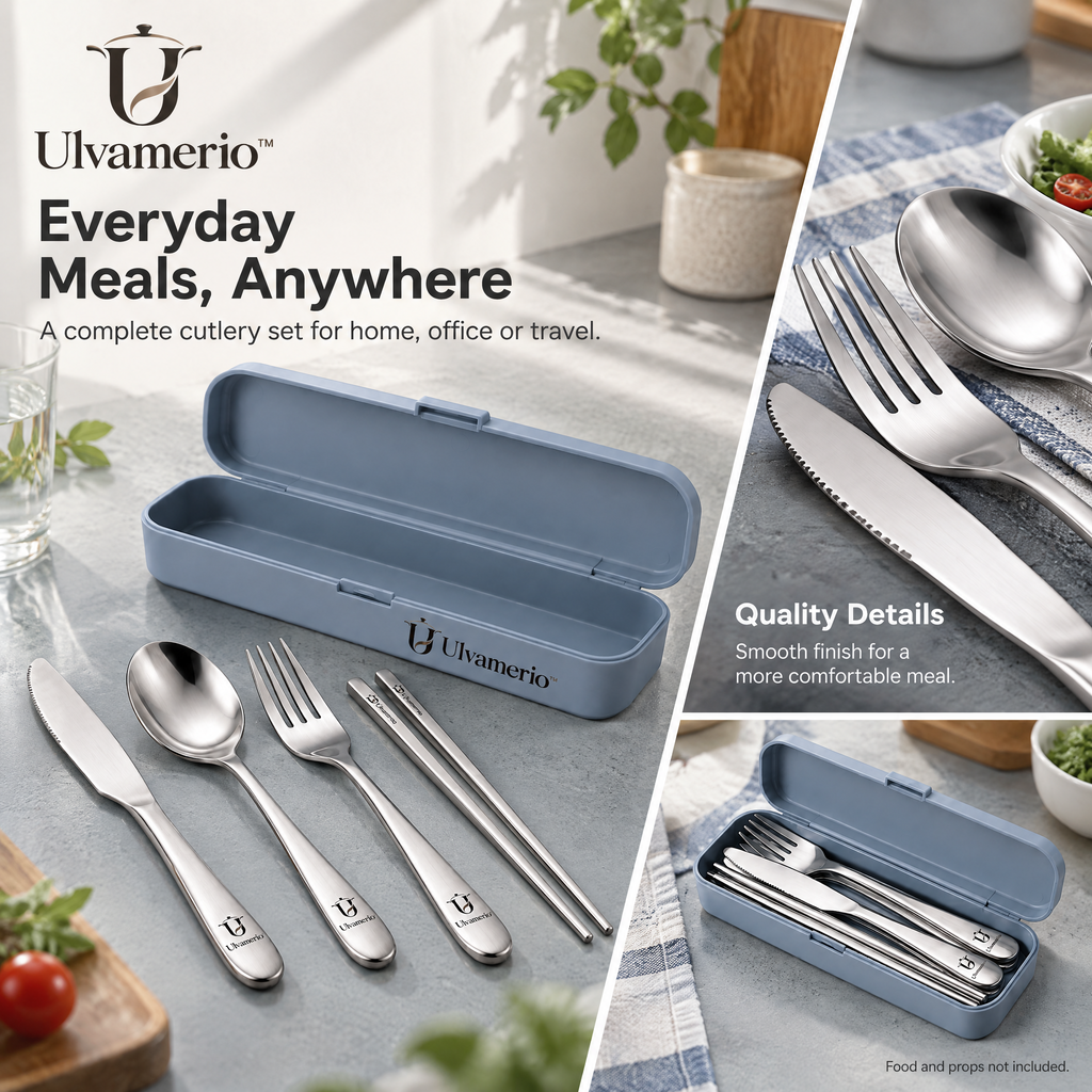 EcoBite fork, spoon, knife and chopsticks for home, office and travel