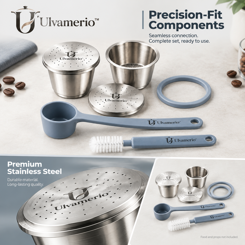EcoPod precision-fit capsule components, lids, silicone seals and cleaning tools