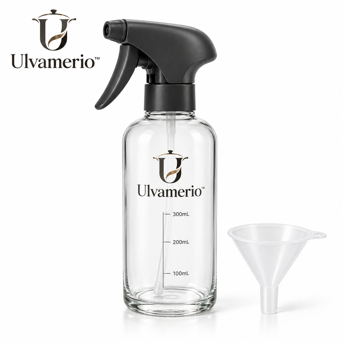 FreshMist 300 mL refillable glass oil sprayer with funnel