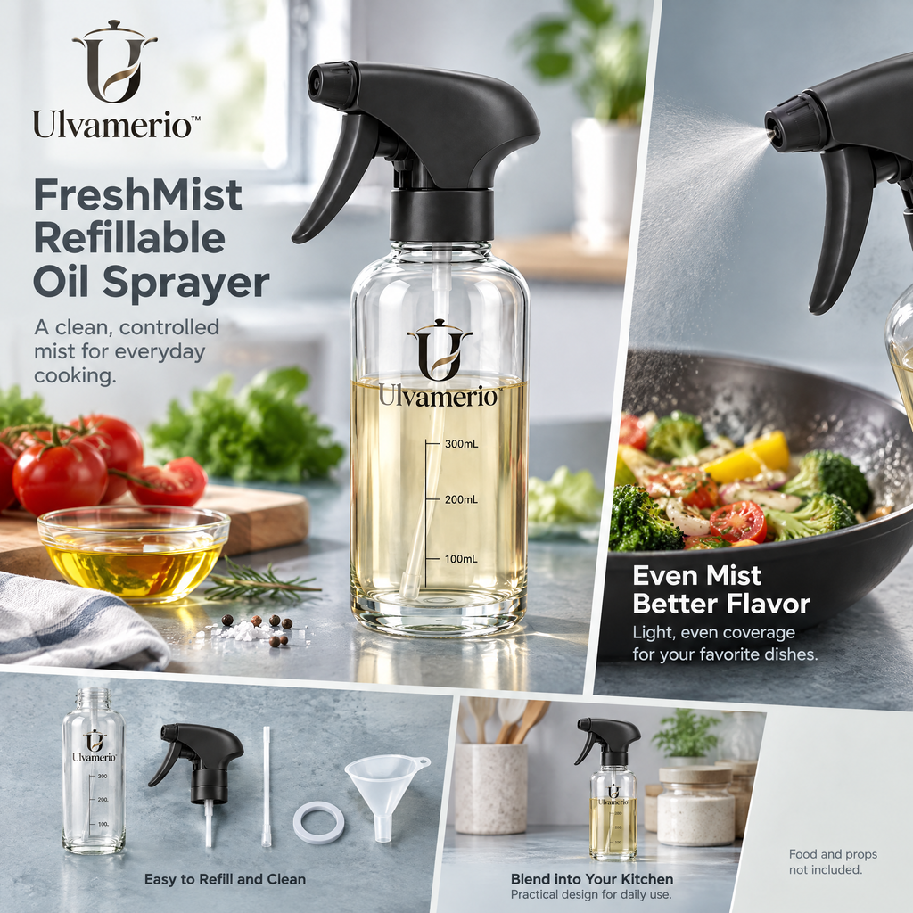 FreshMist refillable glass sprayer for everyday cooking