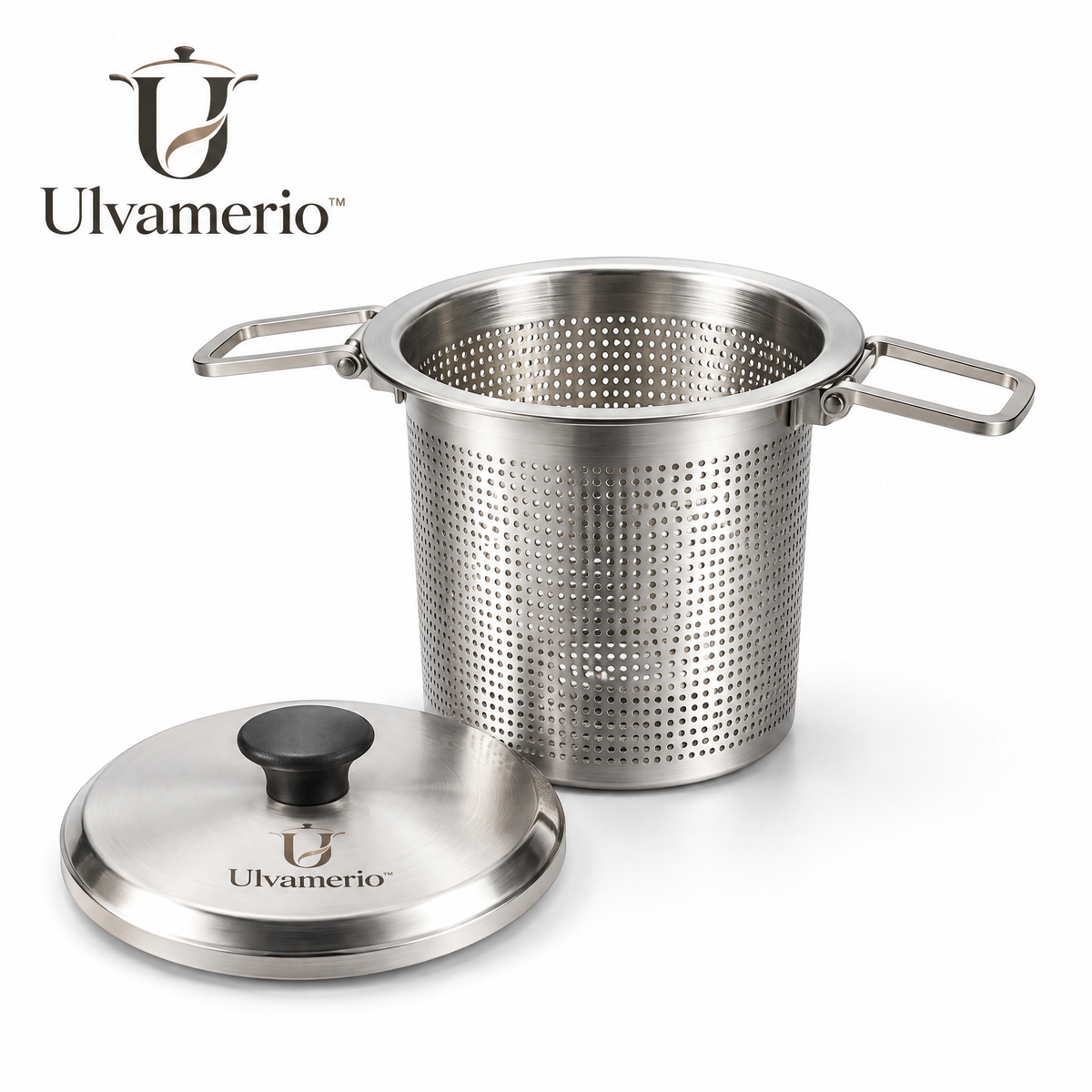 LeafFilter stainless steel tea infuser basket with folding handles and lid