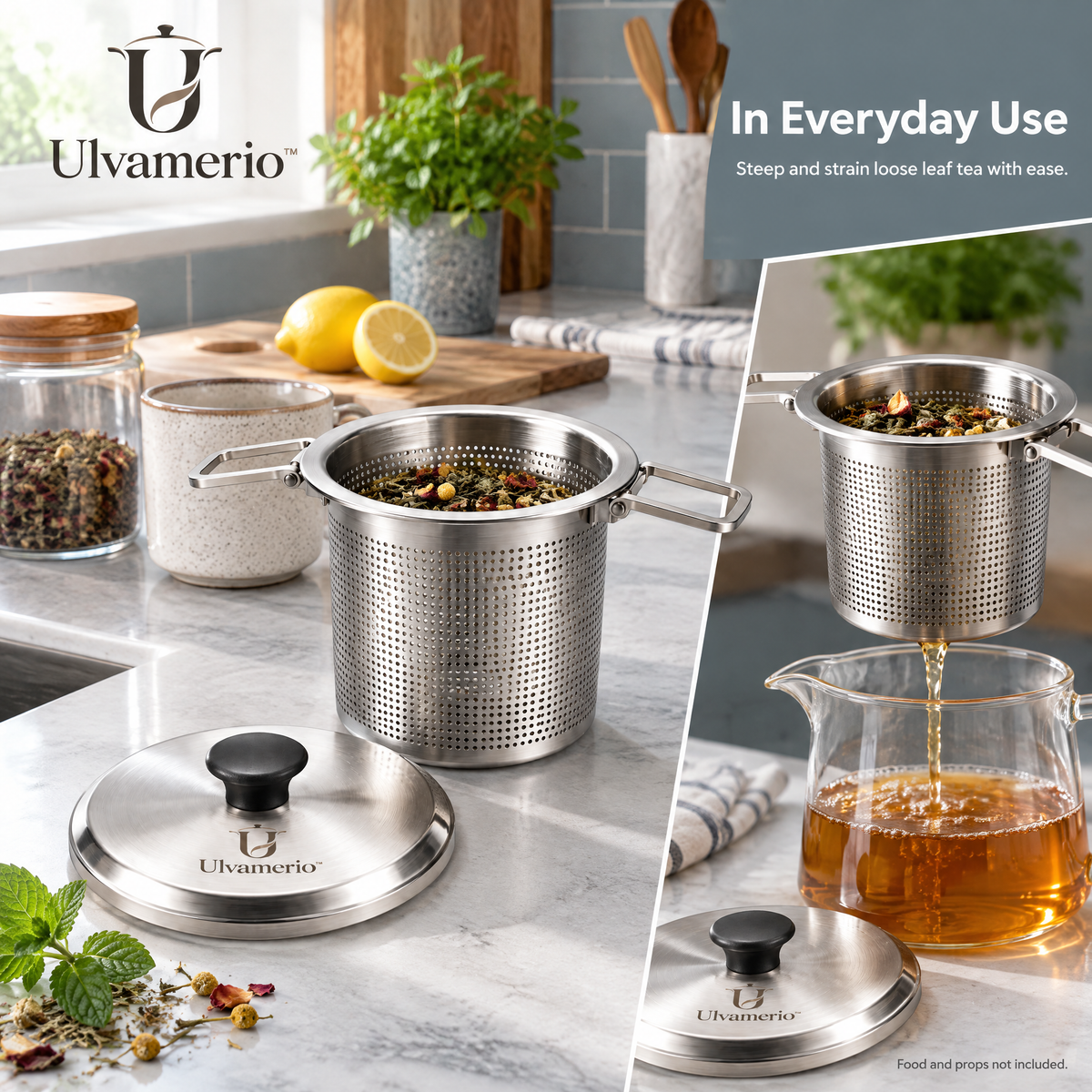 LeafFilter tea infuser set with matching lid