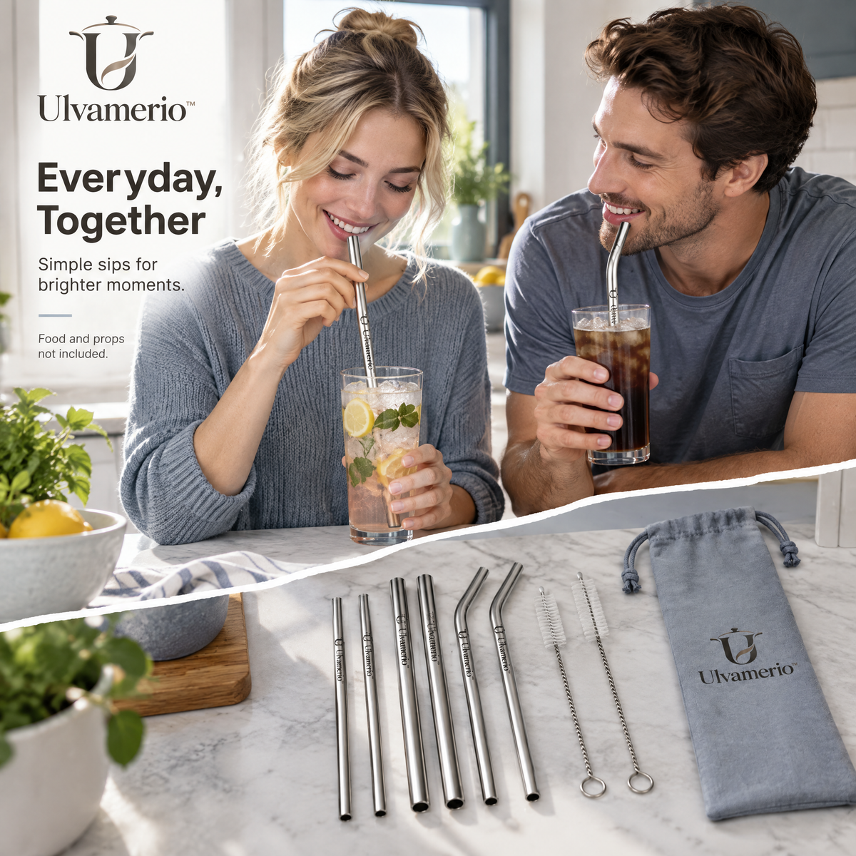 PureStraw reusable stainless steel straws for everyday drinks